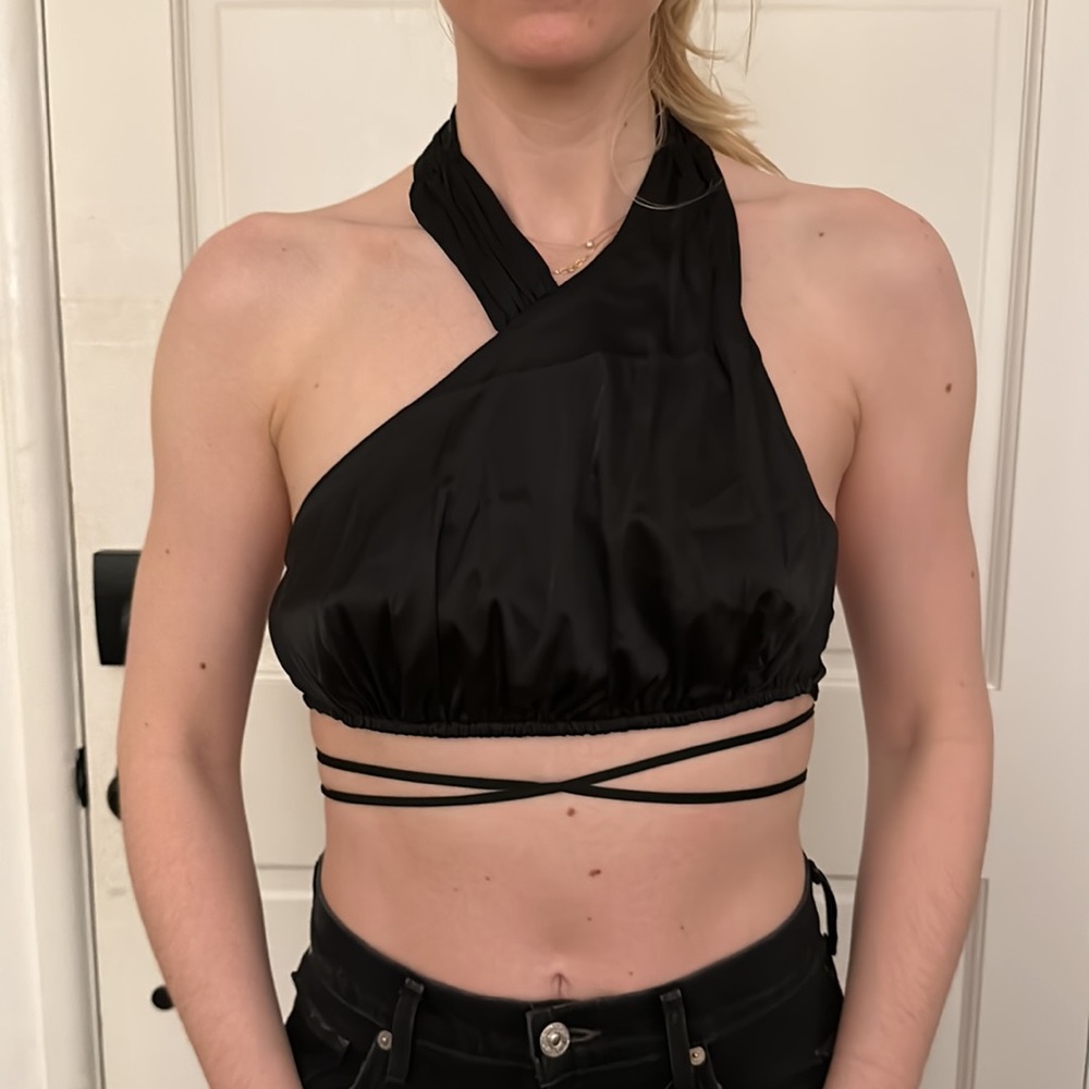 Danielle Bernstein Black Crop Top